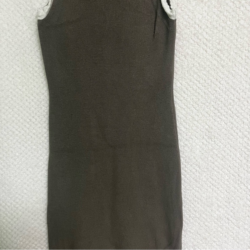Caroline Constas Ribbed Knit Stretch Midi Dress Green Sleeveless Designer Medium - Picture 8 of 10